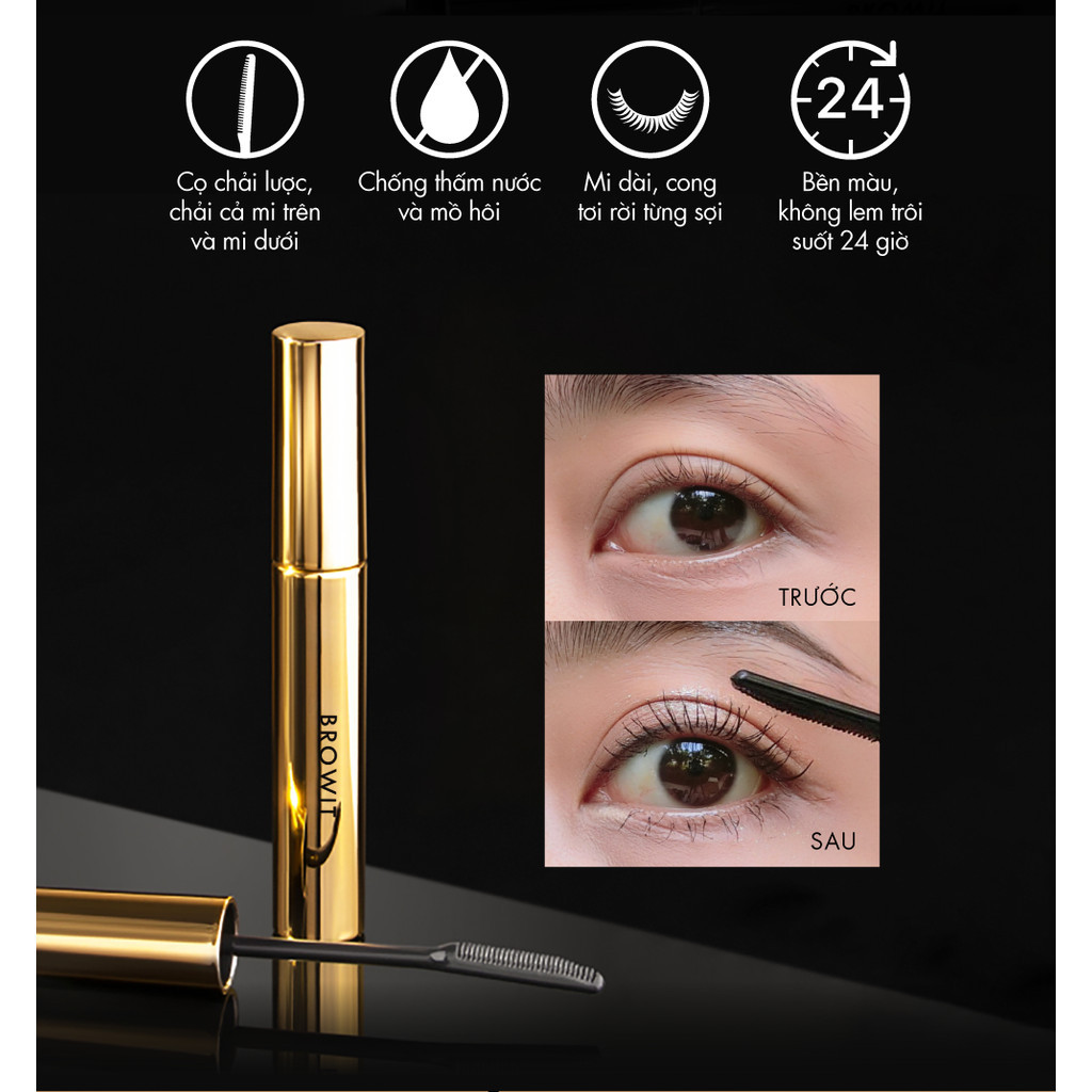 Mô tả Set Trang Điểm Mắt BROWIT My Everyday Mascara Nongchat và Kẻ Mắt Aurora Long Stay - 2