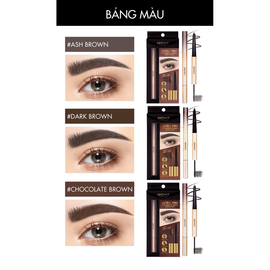 Mô tả Chì kẻ mày và mascara 2 trong 1 Browit Ultra Fine Dou Eyebrow Pencil & Mascara - 2