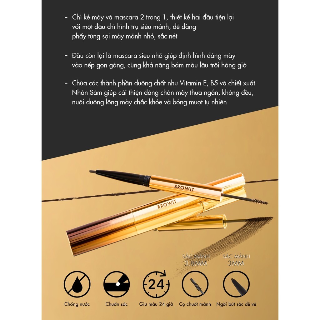 Mô tả Chì kẻ mày và mascara 2 trong 1 Browit Ultra Fine Dou Eyebrow Pencil & Mascara - 4