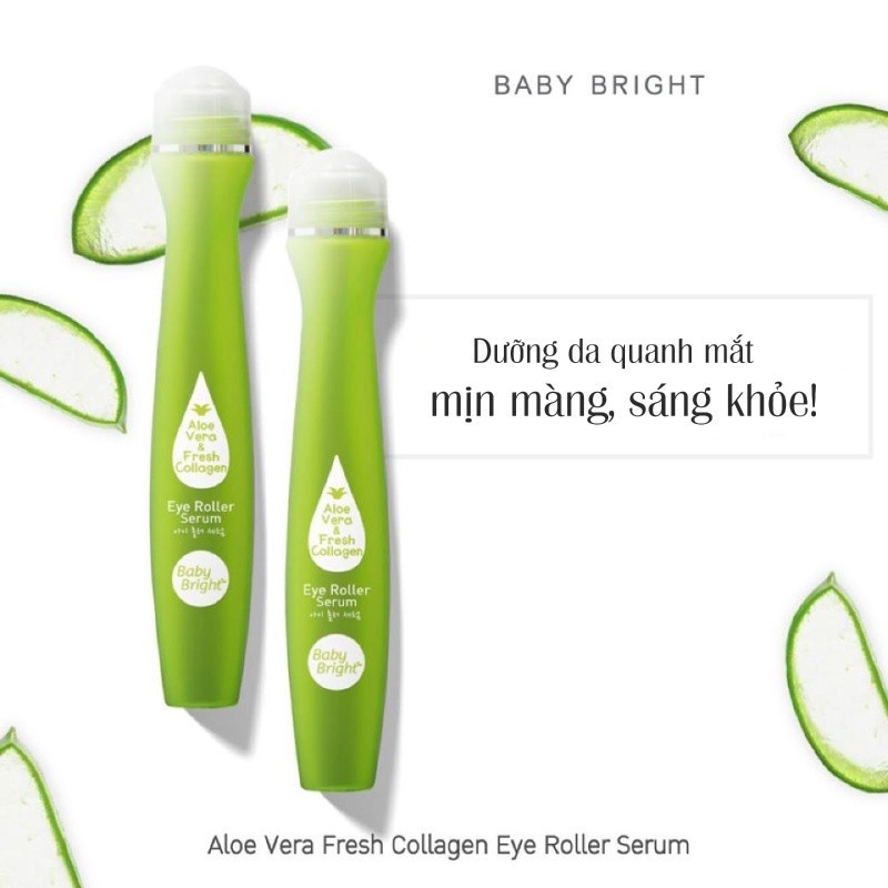 Mô tả Cây Lăn Mắt Lô Hội Và Collagen Tươi Baby Bright Aloe Vera & Fresh Collagen Eye Roller Serum 15ml - 1