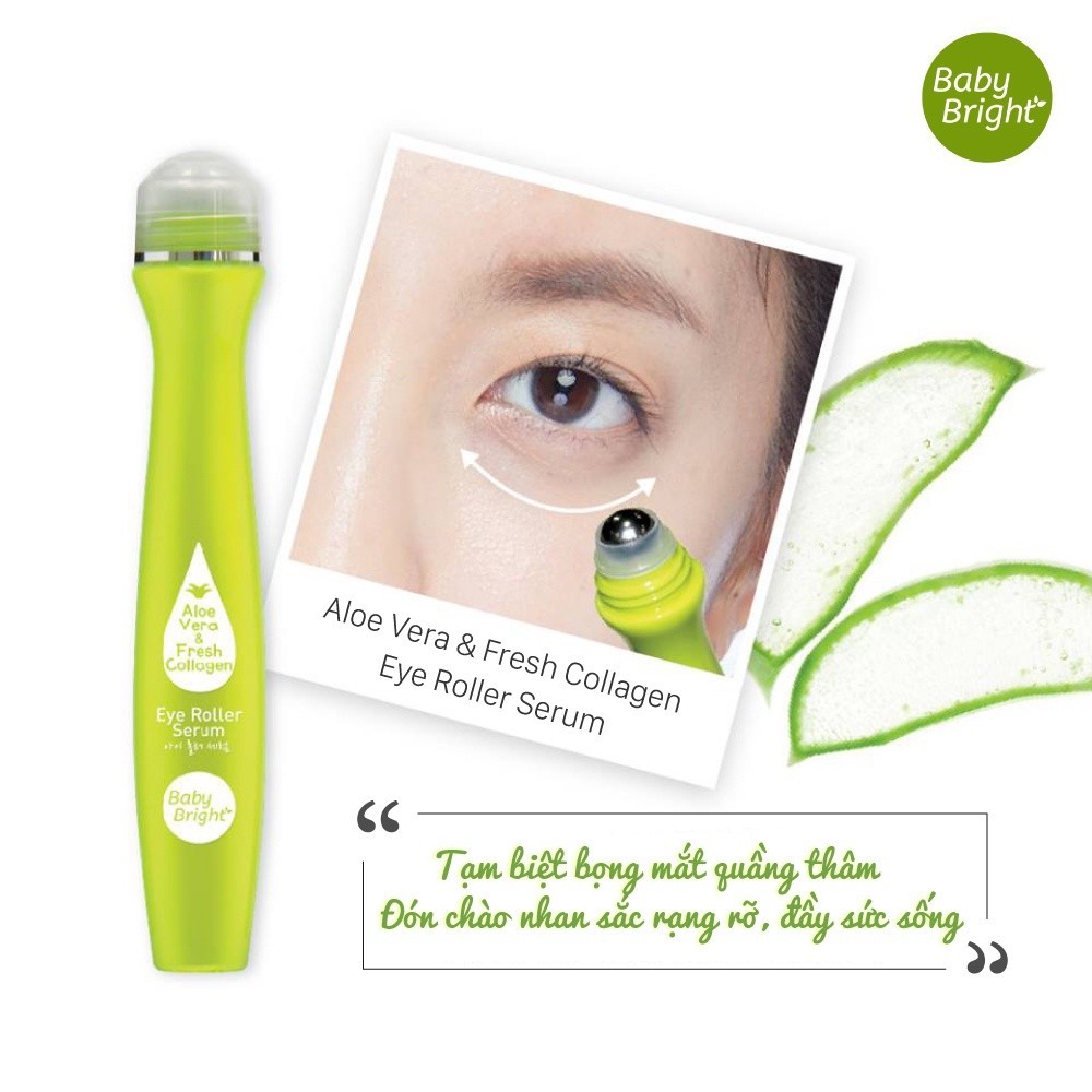 Mô tả Cây Lăn Mắt Lô Hội Và Collagen Tươi Baby Bright Aloe Vera & Fresh Collagen Eye Roller Serum 15ml - 2