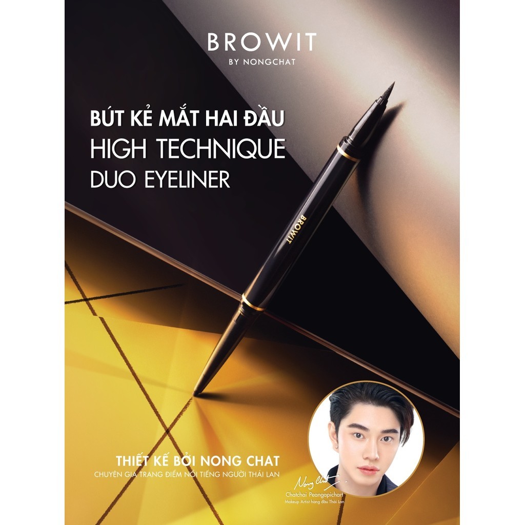 Mô tả Bút Kẻ Mắt 2 Đầu Sắc Nét và Chống Nước Browit Hightechnique Duo Eyeliner 0.5ml + 0.14g - 1