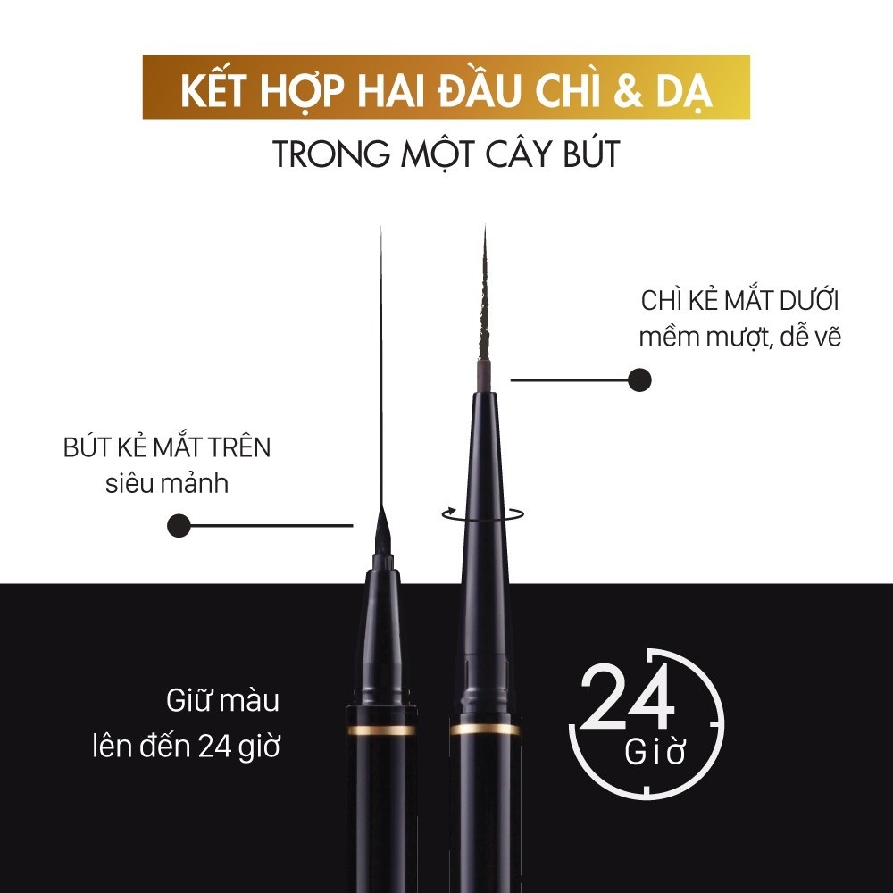 Mô tả Bút Kẻ Mắt 2 Đầu Sắc Nét và Chống Nước Browit Hightechnique Duo Eyeliner 0.5ml + 0.14g - 2