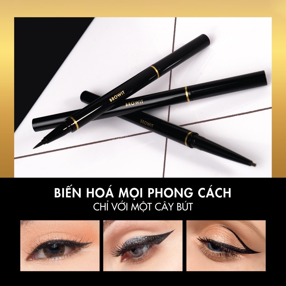 Mô tả Bút Kẻ Mắt 2 Đầu Sắc Nét và Chống Nước Browit Hightechnique Duo Eyeliner 0.5ml + 0.14g - 5