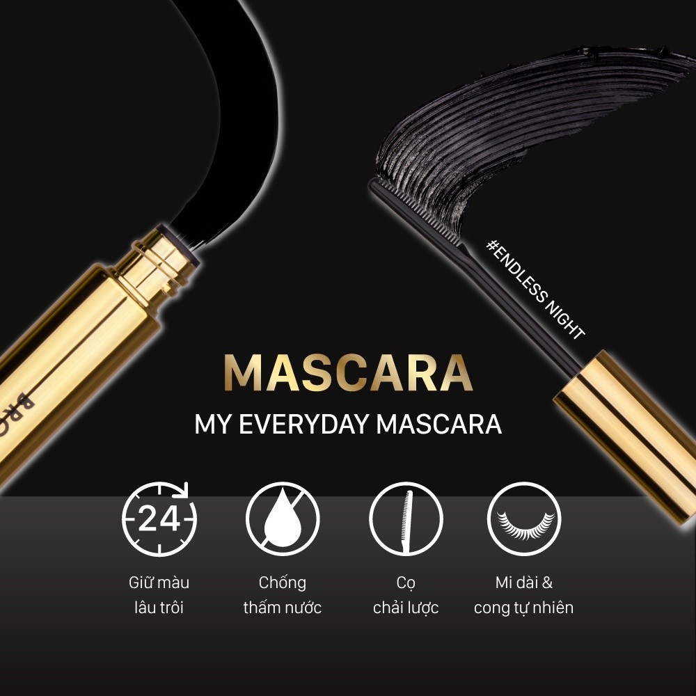 Mô tả Mascara Nongchat Browit Siêu tơi dài và cong mi dạng lược My Everyday 5.5g Endless Night - 2