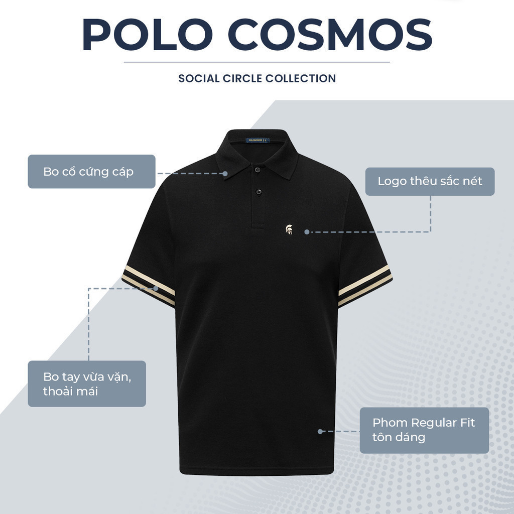 Mô tả Áo polo nam COSMOS, BST Social Circle chất vải cá sấu cotton interlock cao cấp - POLOMANOR - 2