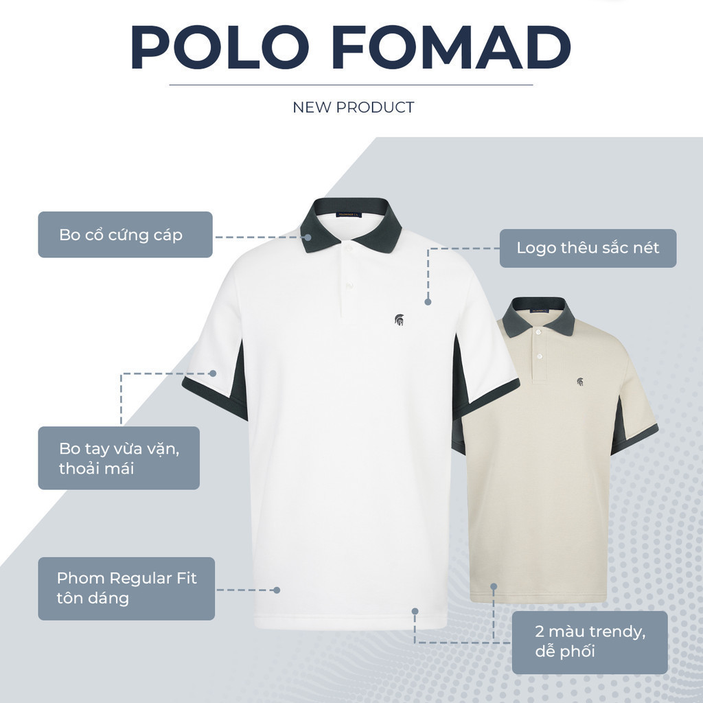Mô tả Áo polo nam FOMAD SMART "F" vải cá sấu cotton interlock xuất xịn, thanh lịch sang trọng - POLOMANOR - 2