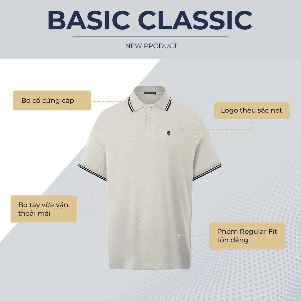Mô tả Áo thun polo nam tay ngắn BASIC CLASSIC vải cá sấu cotton piqué interlock sang trọng, tinh tế - POLOMANOR - 2