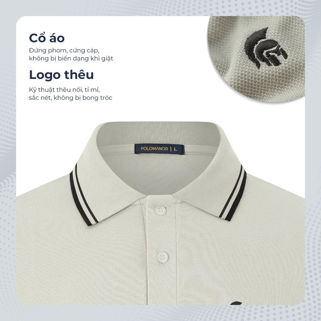 Mô tả Áo thun polo nam tay ngắn BASIC CLASSIC vải cá sấu cotton piqué interlock sang trọng, tinh tế - POLOMANOR - 3