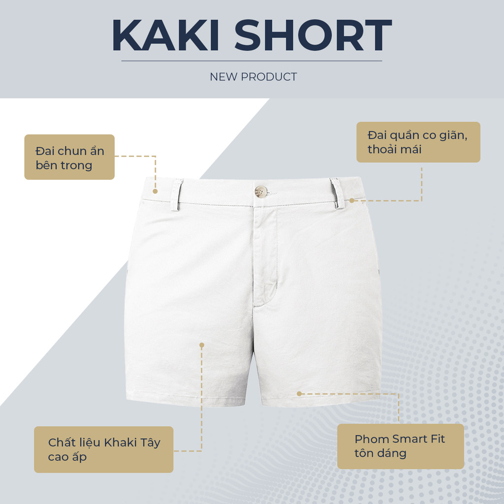 Mô tả Quần short nam ngắn POLOMANOR vải kaki xuất xịn, lưng đai thun, co giãn 2 chiều, chuẩn form - 2