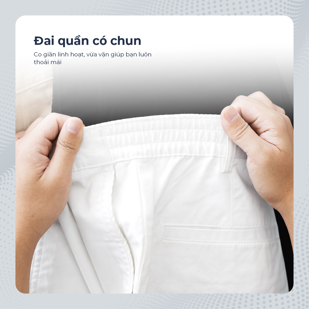 Mô tả Quần short nam ngắn POLOMANOR vải kaki xuất xịn, lưng đai thun, co giãn 2 chiều, chuẩn form - 3