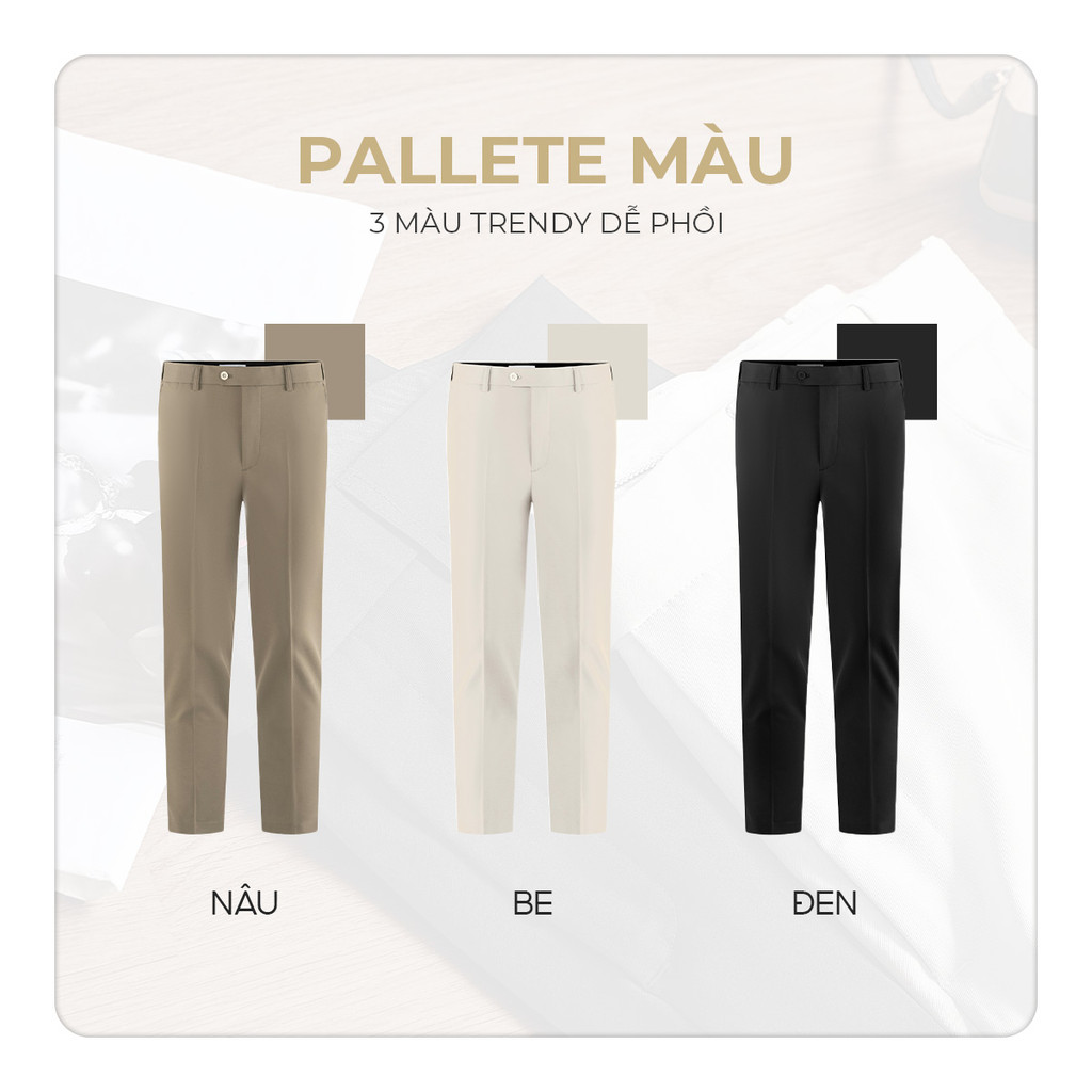Mô tả Quần dài tây nam POLOMANOR co giãn 2 chiều, xuất xịn, lưng đai chun ẩn, chuẩn form - 6