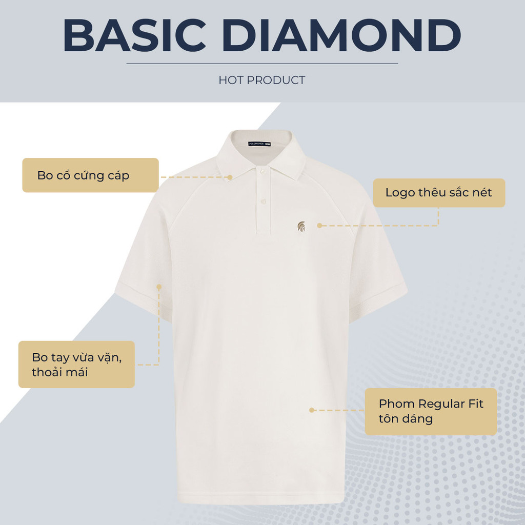 Mô tả Áo polo nam cao cấp BASIC DIAMOND, chất liệu mới CVC Diamond, thanh lịch sang trọng - POLOMANOR - 2