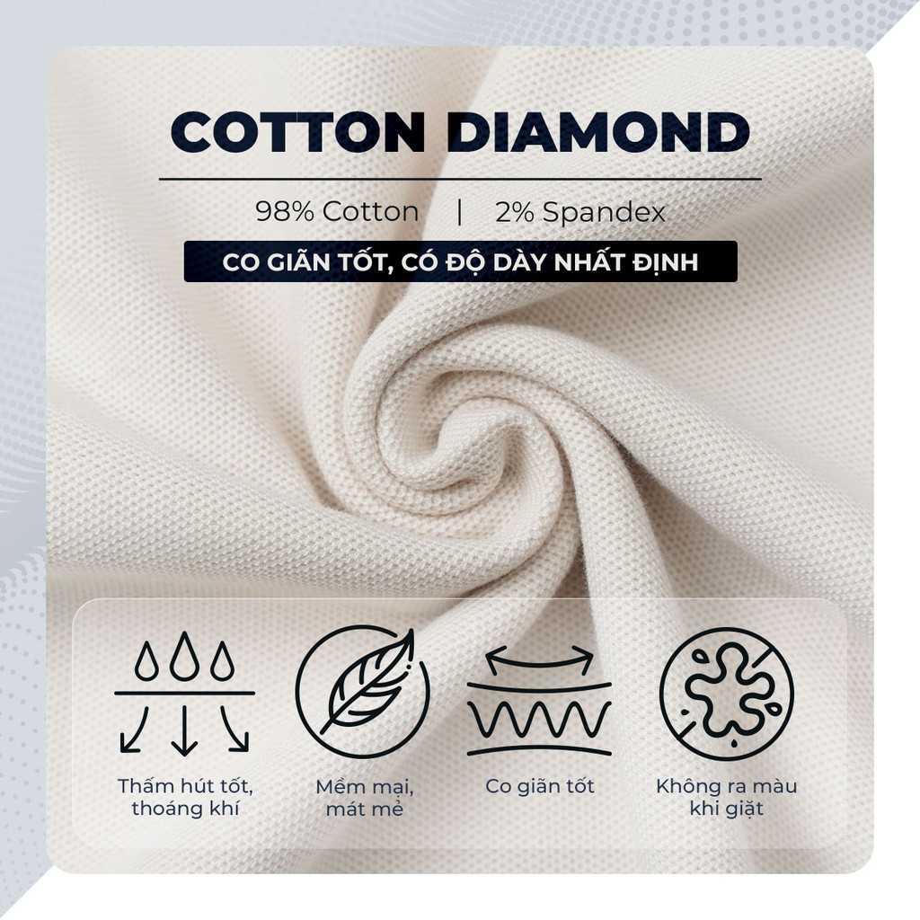 Mô tả Áo polo nam cao cấp BASIC DIAMOND, chất liệu mới CVC Diamond, thanh lịch sang trọng - POLOMANOR - 5