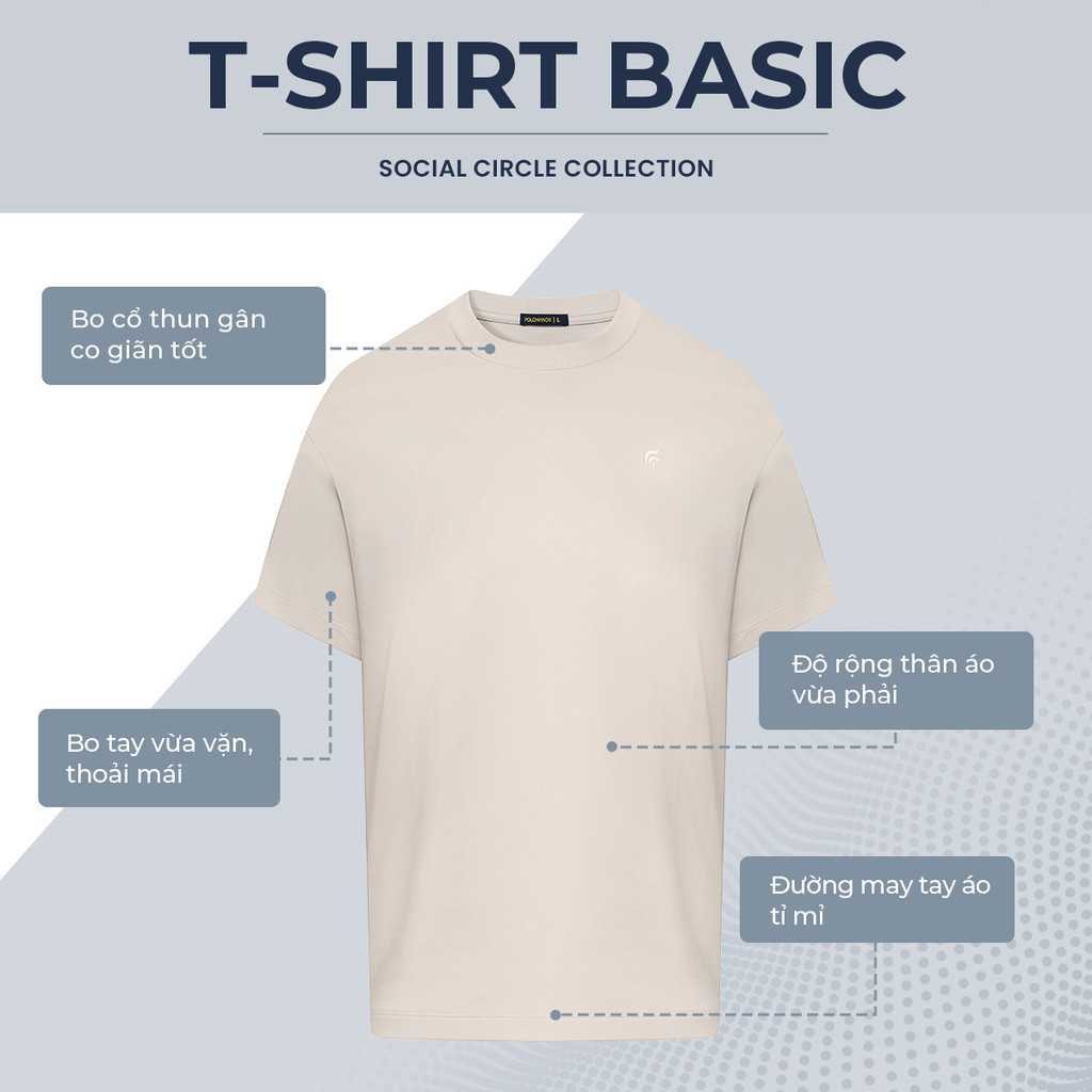 Mô tả Áo thun nam cổ tròn TSHIRT BASIC, BST Social Circle vải cotton cao cấp thoải mái - POLOMANOR - 2