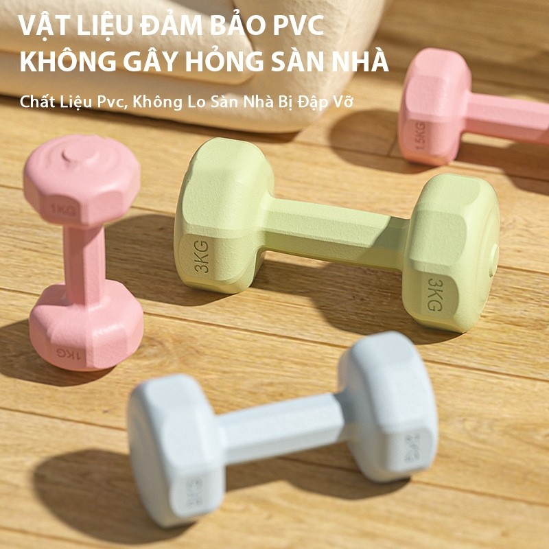 Mô tả OneTwoFit Quả Tạ Tạ tay thể dục nhiều màu 1kg 3kg Thể Dục bọc nhựa cao cấp chống vỡ sàn nhà - 5