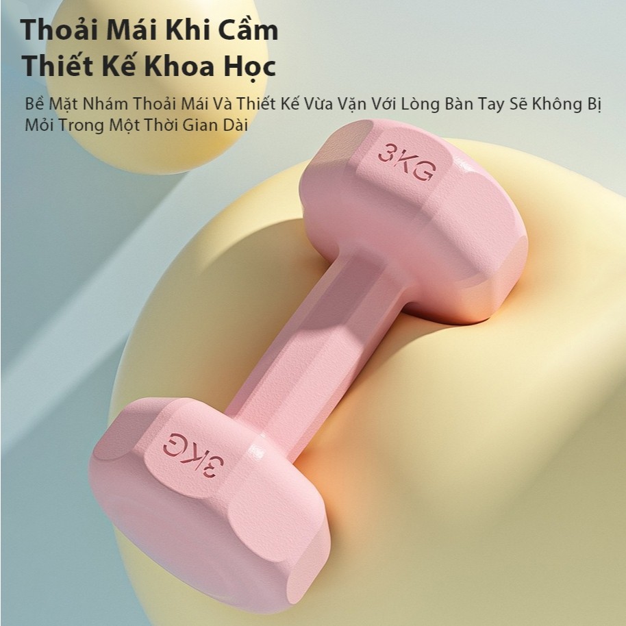 Mô tả OneTwoFit Quả Tạ Tạ tay thể dục nhiều màu 1kg 3kg Thể Dục bọc nhựa cao cấp chống vỡ sàn nhà - 6