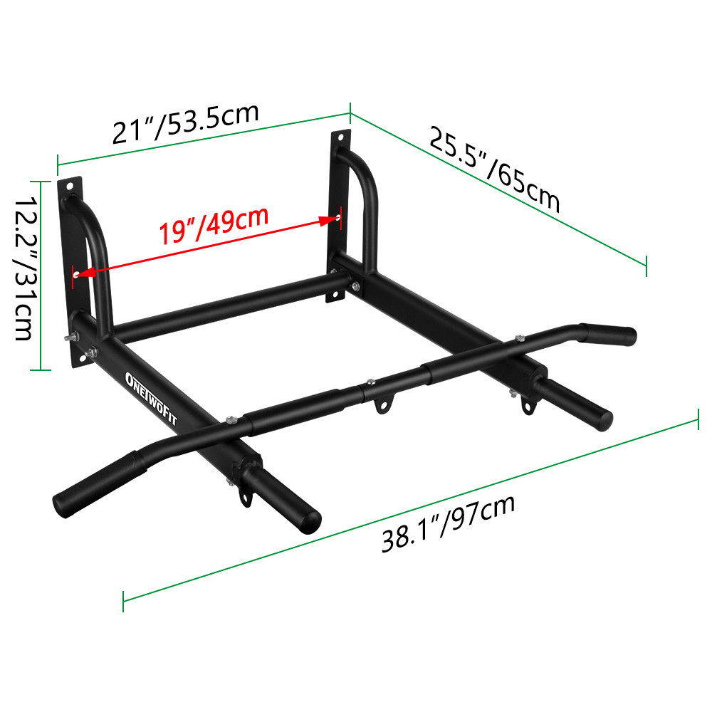 Mô tả OneTwoFit Xà đơn treo tường đa năng Wall Pull Up Bar Kích thước lớn Vật liệu dày được nâng cấp - 1