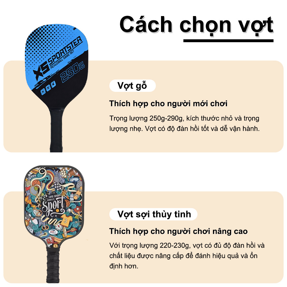 Mô tả OneTwoFit Bộ 2 pickleball Vợt Và 4 Quả Bóng Kèm túi đựng Bộ Vợt Tập thể dục cho mọi người - 2