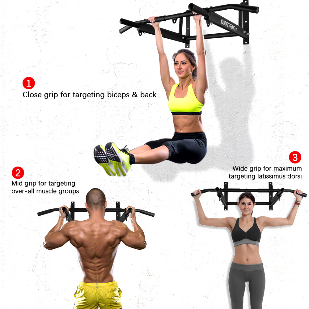 Mô tả OneTwoFit Xà đơn treo tường đa năng Wall Pull Up Bar Kích thước lớn Vật liệu dày được nâng cấp - 6