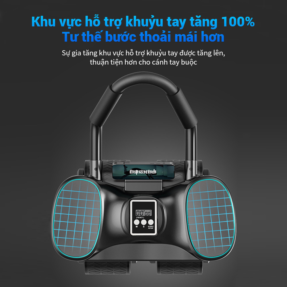 Mô tả OneTwoFit Con Lăn Tập Bụng Trợ Lực 4 bánh Chống Đổ Có Đồng Hồ Dụng Cụ Tặng Kèm Thảm Kê Chân - 5