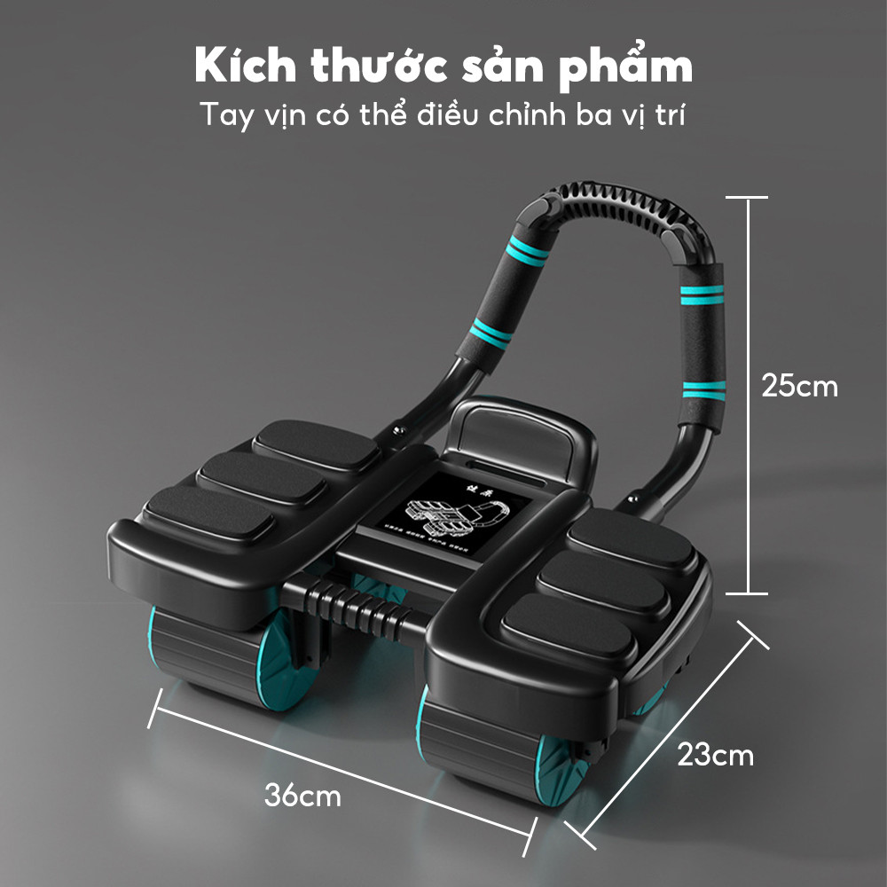 Mô tả OneTwoFit Con lăn tập bụng 4 bánh nâng cấp Có thể phục hồi Tặng đồng hồ và thảm quỳ Bản 2025 - 1