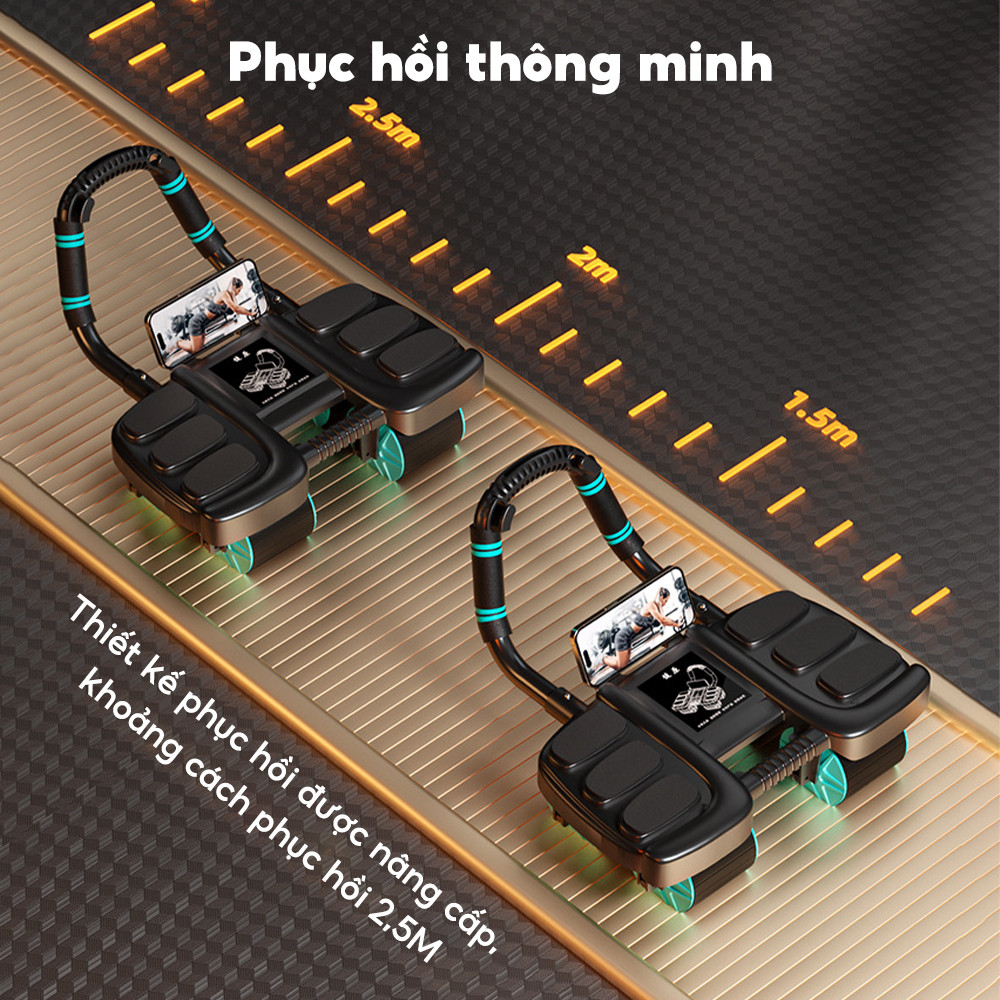 Mô tả OneTwoFit Con lăn tập bụng 4 bánh nâng cấp Có thể phục hồi Tặng đồng hồ và thảm quỳ Bản 2025 - 5