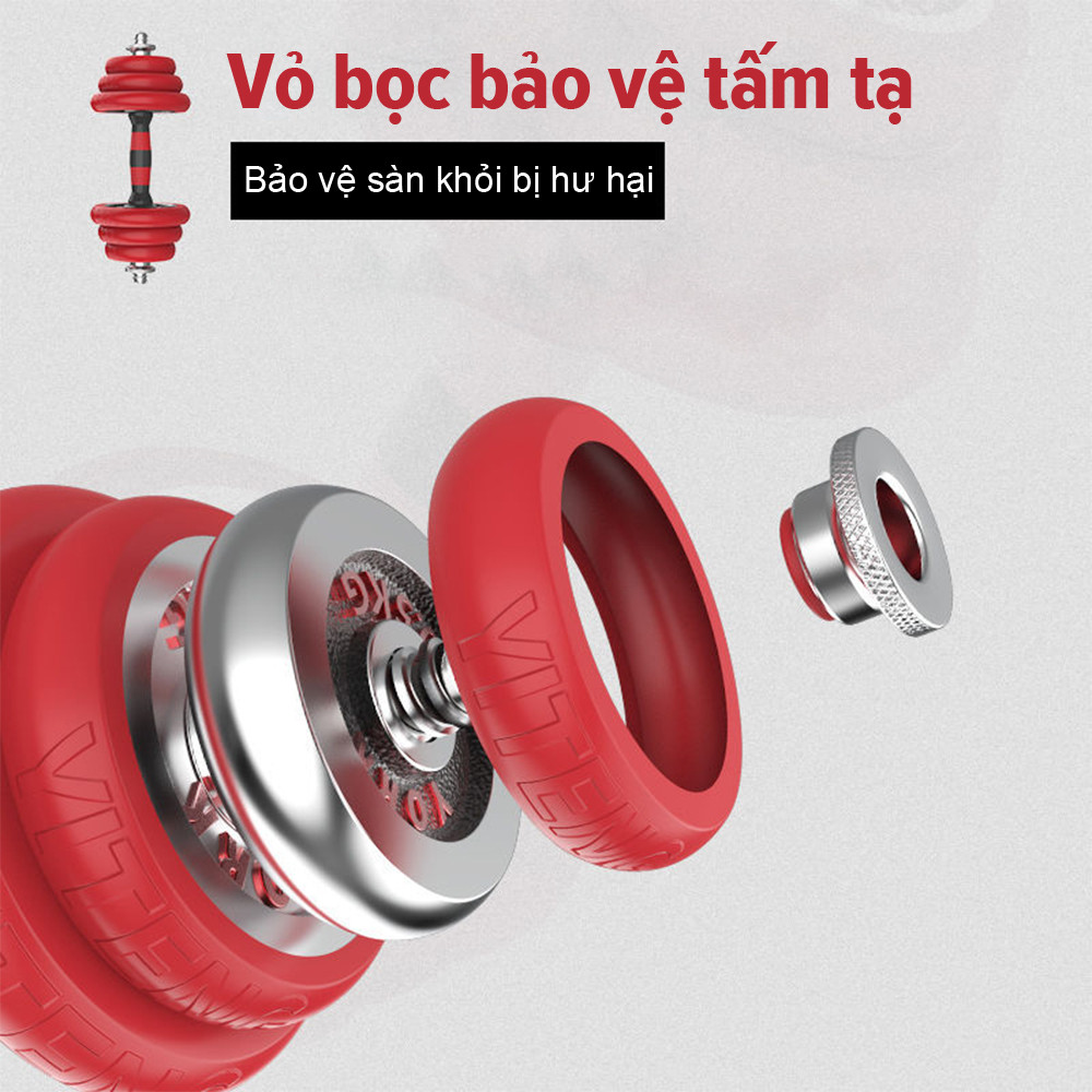 Mô tả OneTwoFit tạ tập tay Barbell Dumbbell 20kg +30cm Barbell bar Bộ đĩa tạ tập gym thép nguyên chất - 4