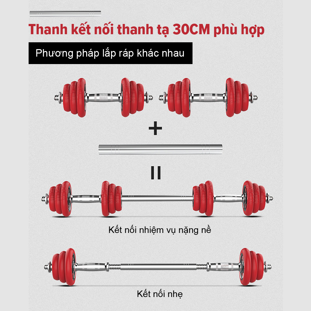 Mô tả OneTwoFit tạ tập tay Barbell Dumbbell 20kg +30cm Barbell bar Bộ đĩa tạ tập gym thép nguyên chất - 5
