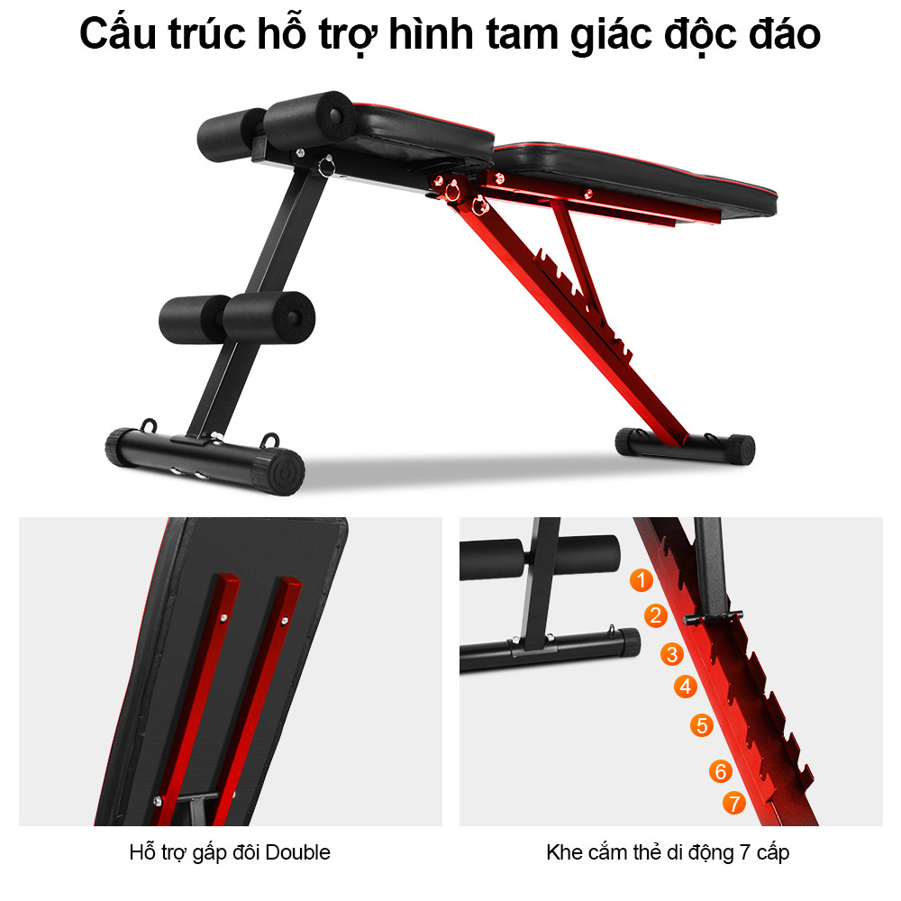Mô tả OneTwoFit Ghế tập tạ đa năng gập bụng chống đẩy tập gym đa năng có thể gấp lại - 2