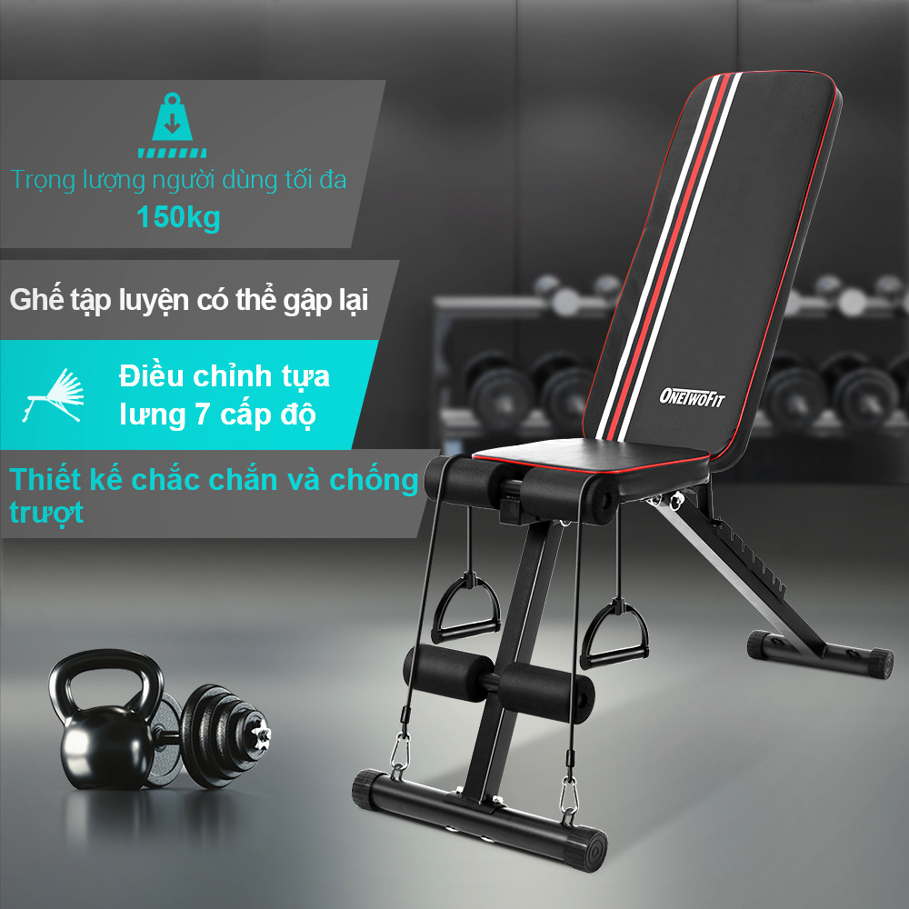Mô tả OneTwoFit Ghế tập tạ đa năng gập bụng chống đẩy tập gym đa năng có thể gấp lại - 3