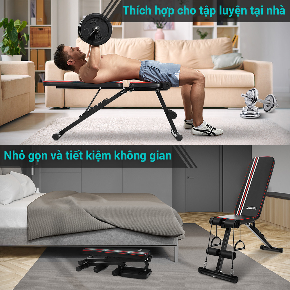 Mô tả OneTwoFit Ghế tập tạ đa năng gập bụng chống đẩy tập gym đa năng có thể gấp lại - 5