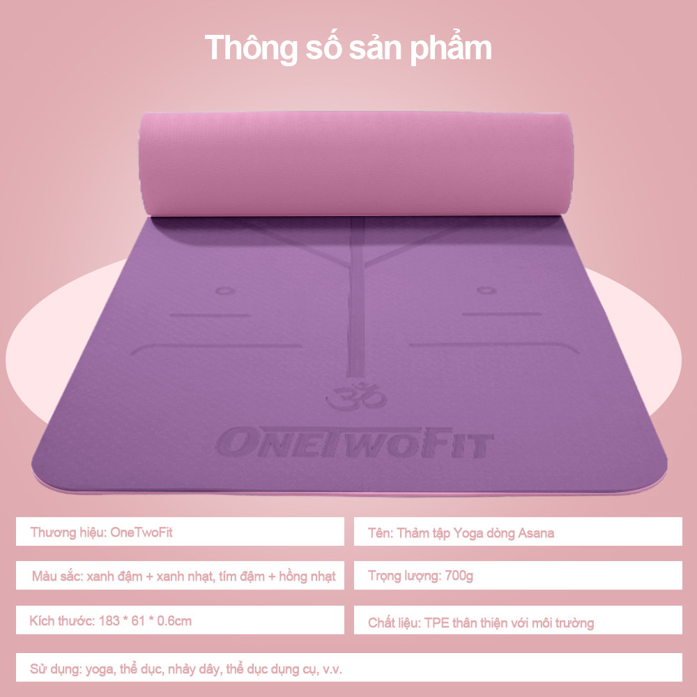 Mô tả OneTwoFit thiện với môi trường Thảm Tập Yoga Định Tuyến TPE cao cấp tặng kèm túi đựng - 2 Lớp 6-8mm - 1