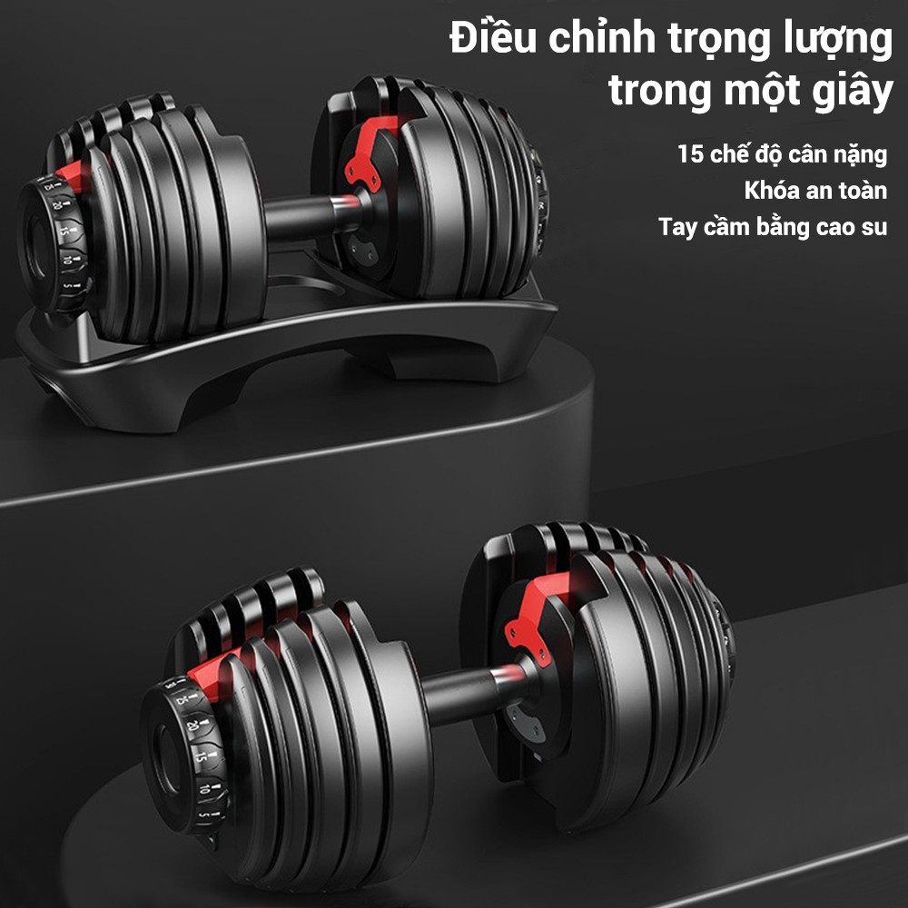 Mô tả OneTwoFit Bộ tạ điều chỉnh Dumbell 24kg tạ đơn Trọng lượng 15 điều chỉnh bánh răng Có khay - 3