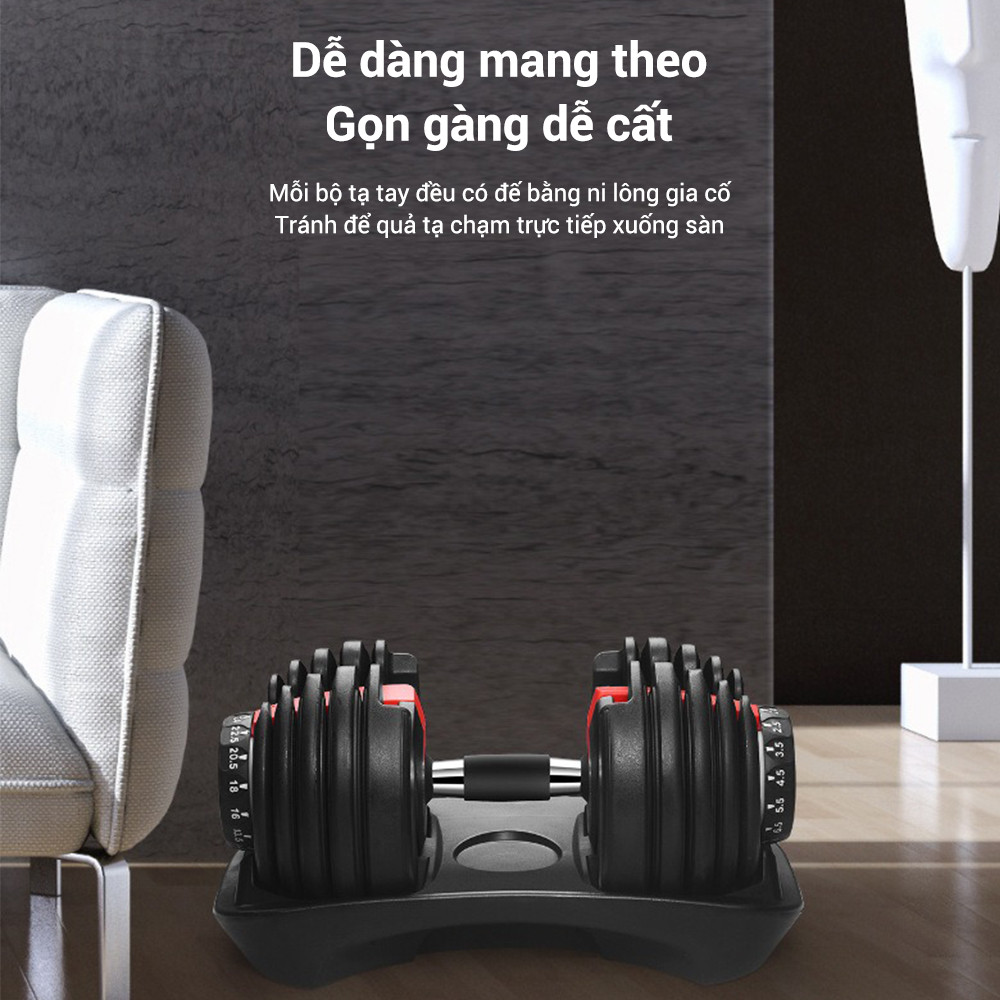 Mô tả OneTwoFit Bộ tạ điều chỉnh Dumbell 24kg tạ đơn Trọng lượng 15 điều chỉnh bánh răng Có khay - 6