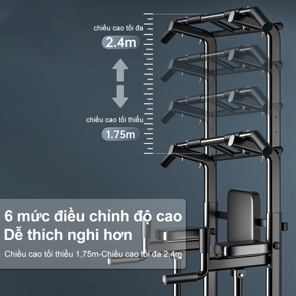 Mô tả OneTwoFit Xà đơn xà kép Có đệm Pull Up Bar 6 điều chỉnh độ cao Chịu được 150kg, xà đơn đa năng - 1