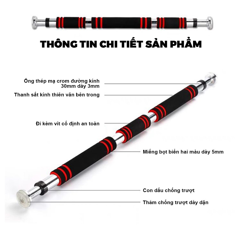 Mô tả OneTwoFit Xà đơn treo tường Xà đơn gắn cửa gắn tường đa năng tập gym thể hình Thanh xà đơn Treo tường nhiều - 3