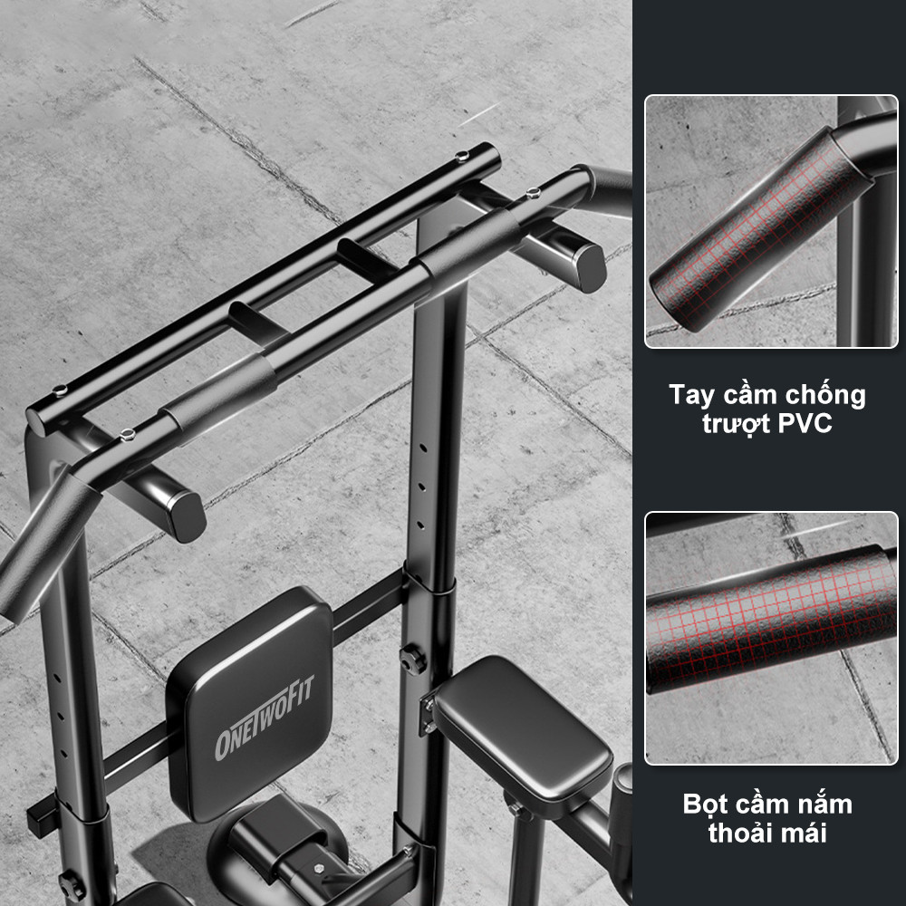 Mô tả OneTwoFit Xà đơn xà kép Có đệm Pull Up Bar 6 điều chỉnh độ cao Chịu được 150kg, xà đơn đa năng - 4