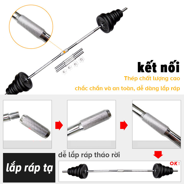 Mô tả OneTwoFit  Bộ Tạ Tập Tay Tạ Đẩy 50kg tạ tập gym tập thon tay, dụng cụ gym đa năng Tạ tay tạ đẩy - 2