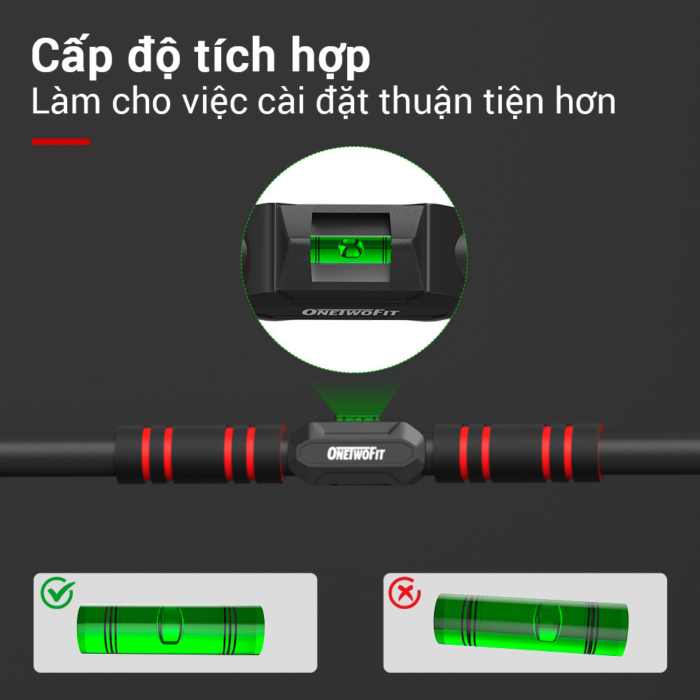 Mô tả OneTwoFit Thanh tập xà đơn treo tường gắn cửa nhiều cỡ có thể tùy chỉnh phù hợp tập gym - 5
