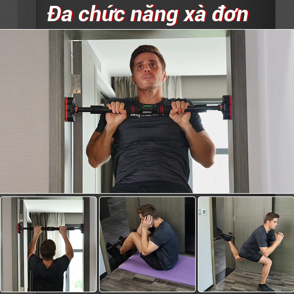 Mô tả OneTwoFit Thanh tập xà đơn treo tường gắn cửa nhiều cỡ có thể tùy chỉnh phù hợp tập gym - 6