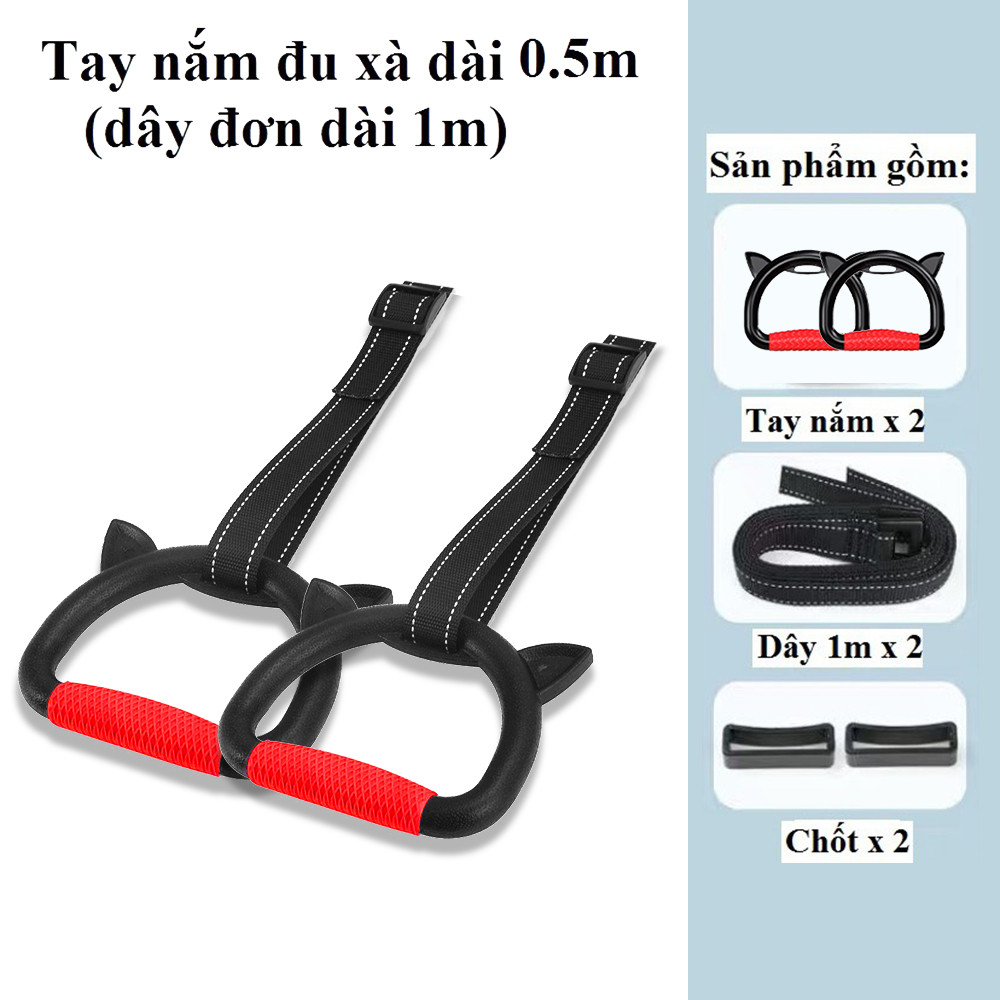 Mô tả OneTwoFit Tay nắm đu xà đơn Cho bé vận động tăng chiều cao, kháng lực chịu tại 200kg, dây treo tùy chỉnh(1 Đôi) - 3