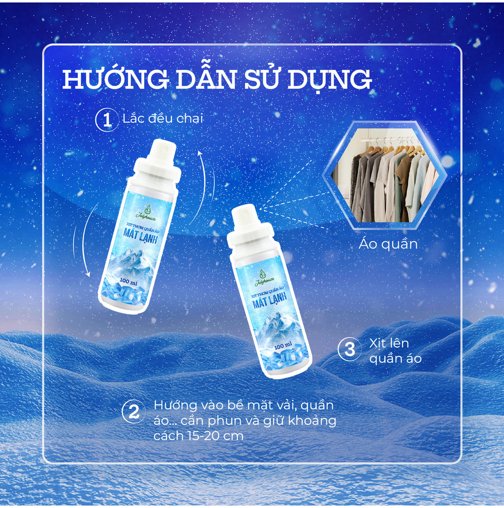 Mô tả Xịt thơm quần áo mát lạnh cơ thể Julyhouse 100ml giúp hạ nhiệt ngày oi bức mùi hương tinh dầu bạc hà - 4