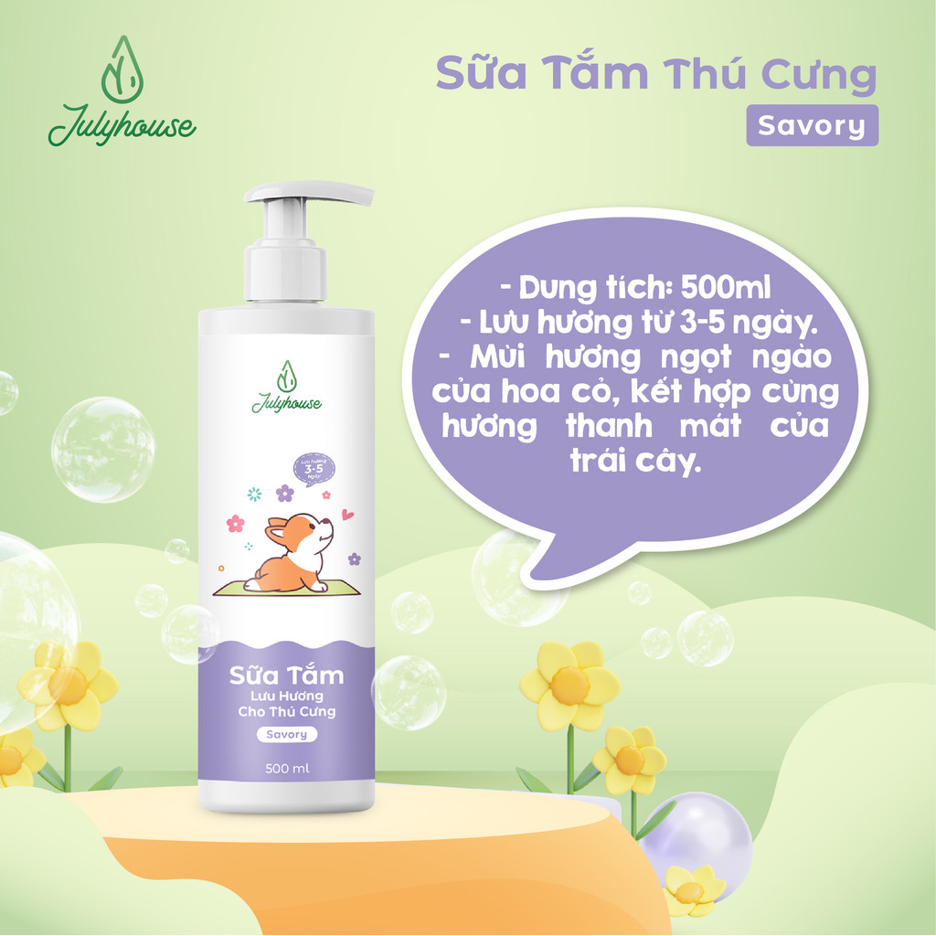 Mô tả Sữa tắm cho chó mèo Julyhouse 150/500ml Savory hương chanh thanh mát giúp làm sạch khử mùi lưu hương thơm 3-5 ngày - 3