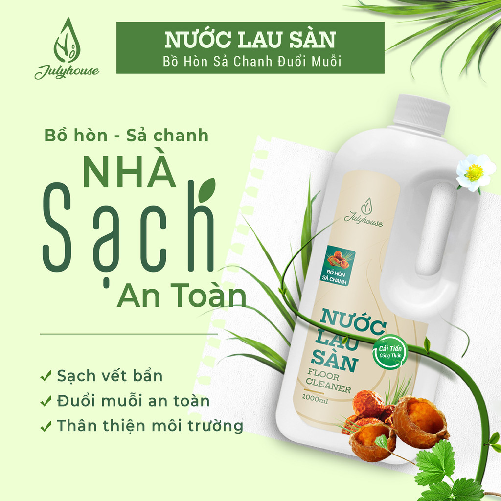 Mô tả Nước lau sàn nhà tinh dầu Sả Chanh - Bồ hòn hữu cơ an toàn cho sức khỏe cả gia đình - 1
