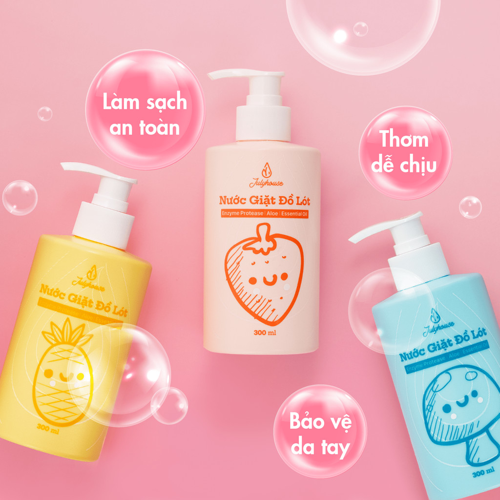 Mô tả Nước giặt đồ lót Julyhouse 300ml chiết xuất từ Lô Hội và tinh dầu Bạc Hà thơm mát, làm sạch vết bẩn, dịu nhẹ da tay - 3