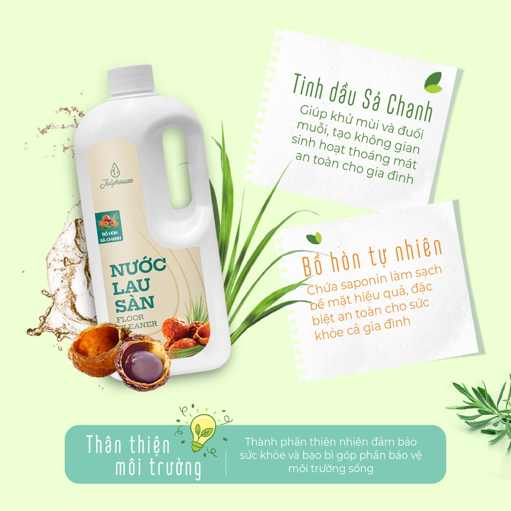 Mô tả Nước lau sàn nhà tinh dầu Sả Chanh - Bồ hòn hữu cơ an toàn cho sức khỏe cả gia đình - 3
