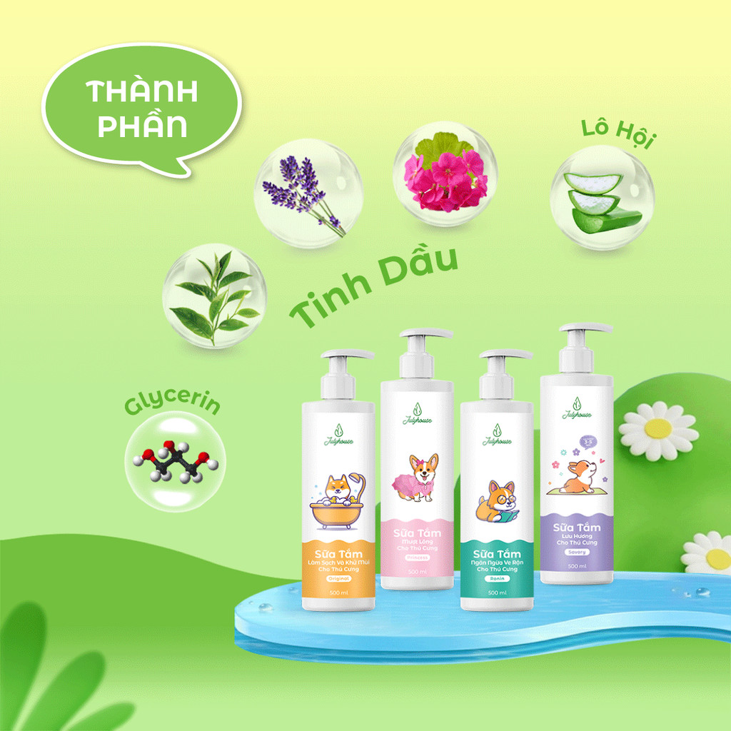 Mô tả Combo Sữa tắm cho chó mèo 150ml/500ml và Xịt thơm dưỡng lông bodymist cho chó mèo 100ml Julyhouse - 2