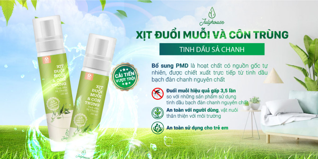 Mô tả Xịt phòng Julyhouse 20ml/150ml tinh dầu sả chanh thơm mát như Spa công thức cải tiến mới - 1