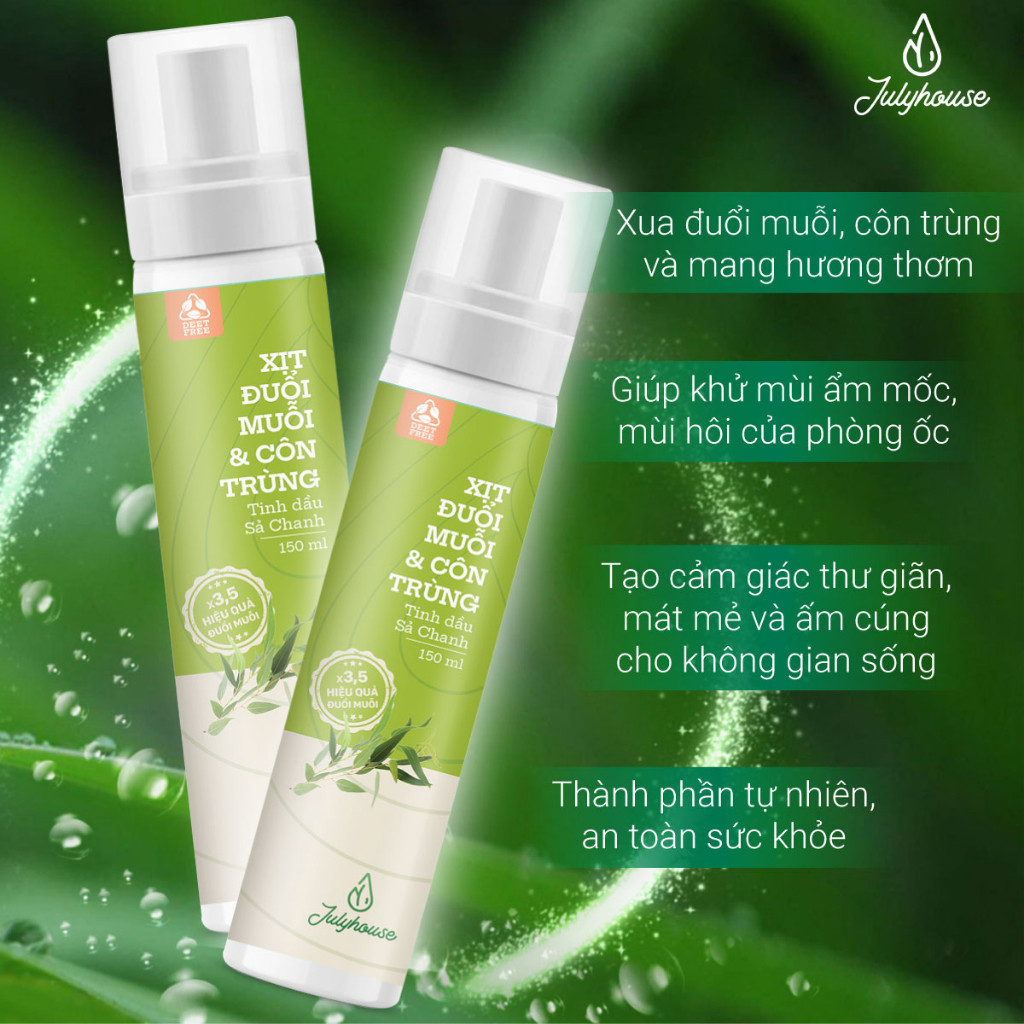 Mô tả Xịt phòng Julyhouse 20ml/150ml tinh dầu sả chanh thơm mát như Spa công thức cải tiến mới - 4